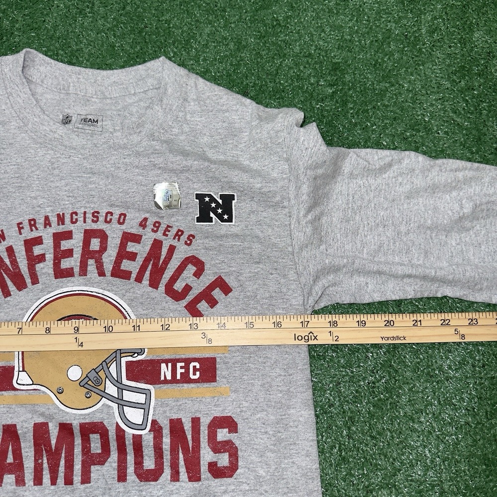 San Francisco 49ers NFC Champions Long Sleeve Shirt Gray Small NFL Team Apparel - Picture 4 of 6